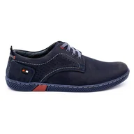 Półbuty męskie - Buty męskie skórzane casual 302GT granatowe - Buty Olivier - miniaturka - grafika 1