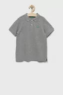 Koszulki dla chłopców - United Colors of Benetton polo bawełniane dziecięce kolor szary gładki - miniaturka - grafika 1