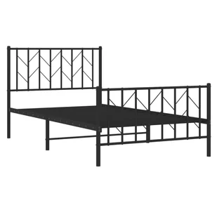 Metalowa rama łóżka z wezgłowiem i zanóżkiem, czarna, 100x200cm Lumarko! - Łóżka - miniaturka - grafika 5