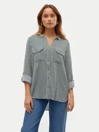 Koszule damskie - Vero Moda Koszula Bumpy 10275283 Zielony Regular Fit - miniaturka - grafika 1