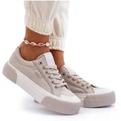 Trampki damskie - Trampki Damskie Na Grubej Podeszwie Lee Cooper LCW-24-31-2178 Szare - miniaturka - grafika 1