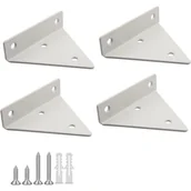 Zawiasy, okucia i inne akcesoria - Zestaw 4 uchwytów do półek wiszących – ukryte metalowe uchwyty trójkątne ze śrubami – do salonu i sypialni – białe - miniaturka - grafika 1