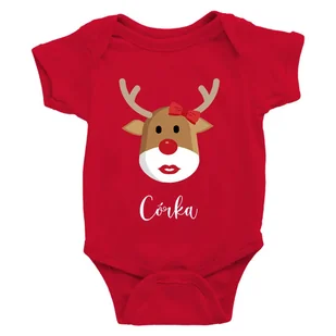 Body z reniferem - córka – świąteczne body dziecięce z nadrukiem 9 miesięcy - Body dla niemowląt - miniaturka - grafika 1