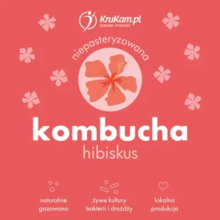 Kombucha z hibiskusem 500ml - Zdrowa żywność - miniaturka - grafika 1