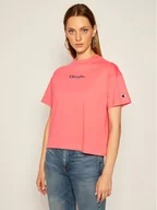 Koszulki i topy damskie - Champion T-Shirt Cropped Oversized Small Script Logo 113195 Różowy Custom Fit - miniaturka - grafika 1