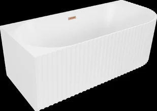 Mexen Gia wanna wolnostojąca narożna ryflowana lewa 170 x 80 cm, biała mat, przelew miedź szczotkowana - 52701708001L-65 - Wanny - miniaturka - grafika 1