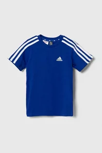 Koszulki dla dziewczynek - adidas t-shirt bawełniany dziecięcy kolor niebieski wzorzysty - grafika 1