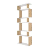 Regały - Biały regał w dekorze dębu 60x160 cm Bates – Kalune Design - miniaturka - grafika 1