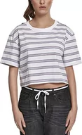 Koszulki i topy damskie - Urban Classics Damska koszulka z krótkim rękawem Multicolor Stripe Tee, wielokolorowy (White/Black/Skyblue/Firered 01687), M - miniaturka - grafika 1