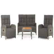 Meble ogrodowe - Zestaw Mebli Ogrodowych Szary Polirattan Stół Krzesła z Poduszkami Meble Ogrodowe Na Taras Ogród - miniaturka - grafika 1