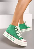 Trampki damskie - Zielone Trampki na Platformie za Kostkę z Grubymi Sznurowadłami Effime - Renee - miniaturka - grafika 1