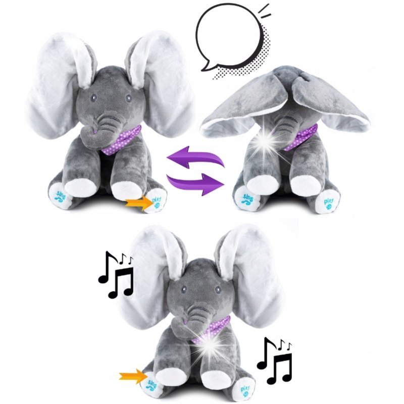 Słoń Pluszak Peek-A-Boo Zabawa W Chowanego Dla Dzieci Interaktywna Prezent