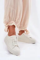 Trampki damskie - Trampki Damskie Na Platformie Z Eko Skóry Big Star RR274A297 Jasnobeżowe-40 - miniaturka - grafika 1