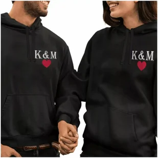 Bluzy Dla Par Inicjały Serce Bluza Prezent Nawalentynki Zakochanych Xl+imie - Bluzy męskie - miniaturka - grafika 1