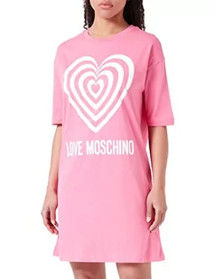 Love Moschino Damska sukienka z krótkim rękawem, krój litery T, komfort fit, fuksja, 40, Fuchsia, 40 - Sukienki - miniaturka - grafika 1