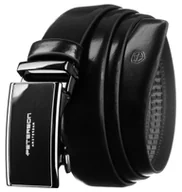 Paski - Pasek męski automat czarny 85 skórzany PETERSON elegancki do garnituru pasek do spodni casualowy - miniaturka - grafika 1