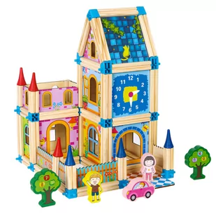 Drewniane Klocki Konstrukcyjne Domek 6W1 120 El - Sortery dla dzieci - miniaturka - grafika 1