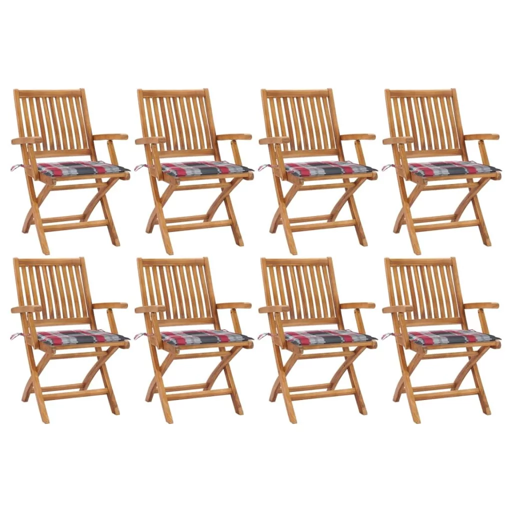 vidaXL Lumarko Składane krzesła ogrodowe z poduszkami, 8 szt., drewno tekowe! 3072790