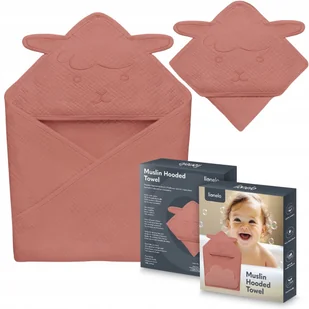 Lionelo Ręcznik Z Kapturkiem Muslinowy Hooded Towel Red Coral - Okrycia kąpielowe dla dzieci - miniaturka - grafika 1