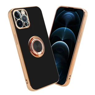 Pokrowiec Do Apple iPhone 12 PRO Etui w Glossy Czarny - Złoto magnetycznym Obudowa Case Cover Ochronny Cadorabo - Etui i futerały do telefonów - miniaturka - grafika 1