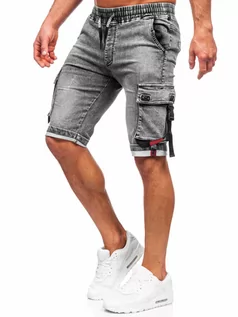 Spodenki męskie - Czarne krótkie spodenki jeansowe bojówki męskie Denley HY809 - grafika 1
