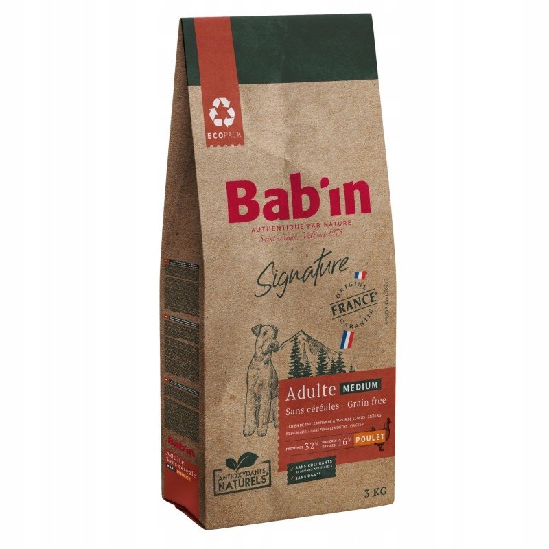 Bab'in Signature Medium Adult kurczak bez zbóż dla psów średnich ras 12kg / Bab'in