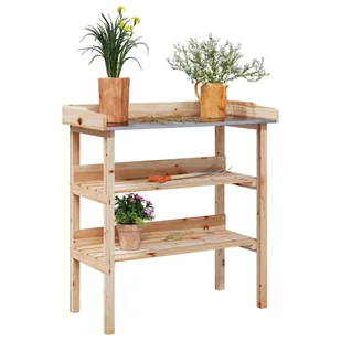 vidaXL Stolik ogrodniczy z półkami, 78x38x82,5 cm, jodłowy - Stoły ogrodowe - miniaturka - grafika 1