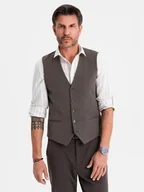 Kamizelki męskie - Męska elegancka kamizelka w jodełkę SLIM FIT - grafitowa V2 OM-BLZV-0143 L - miniaturka - grafika 1