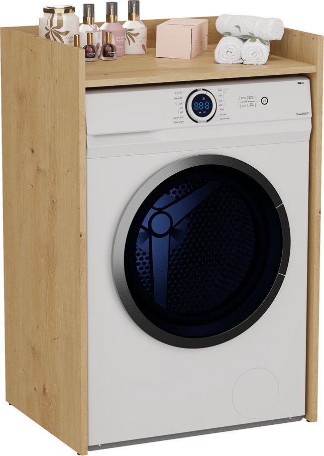 Szafka pod pralkę z dębu Artisan z półką, 64 cm x 97,5 cm x 50 cm, półka łazienkowa, kolumna, meble łazienkowe, półka łazienkowa, szafka łazienkowa