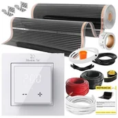 Ogrzewanie podłogowe - Folia grzewcza na podczerwień MISSION AIR 160 W/m² Black Silver 1 m² (1 m x 100 cm) + regulator Aries LCD Biały - miniaturka - grafika 1