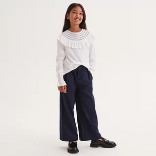 Spodnie i spodenki dla dziewczynek - Reserved - Eleganckie spodnie w paski - Granatowy - grafika 1