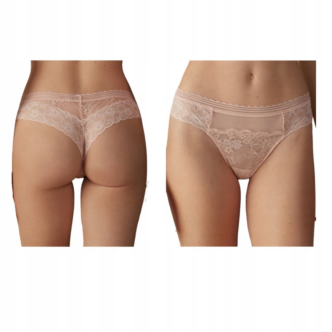 INTIMISSIMI majtki figi brazyliany stringi koronkowe delikatne różowe 2 / S