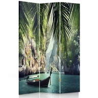 Parawany - Parawan dwustronny obrotowy FEEBY, Palmy Tropikalny Morze 110x170 - miniaturka - grafika 1