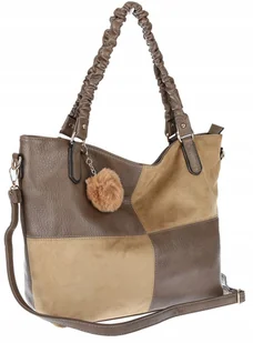 Torebka damska shopper A4 elegancka torba duża do pracy HJ1252 Beżowa - Torebki damskie - miniaturka - grafika 1