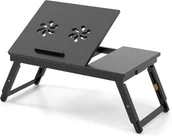 Biurka - Stolik pod Laptopa do Łóżka, Bambusowy Stolik z 4-Stopniową Regulacją Nachylenia Blatu i Szufladą, do Jedzenia, Pisania i Czytania (Brązowy) - miniaturka - grafika 1