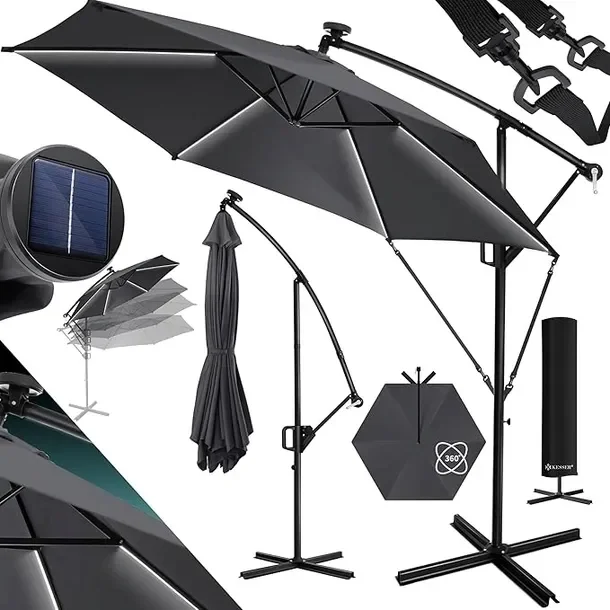 Parasol z oświetleniem KESSER czarny 350 x 245 cm