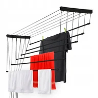 Suszarki na ubrania - Suszarka sufitowa na pranie Torp, 6 prętów, 140 cm, czarna - miniaturka - grafika 1