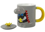 Zabawy w naśladowanie dorosłych - Kubek Ceramiczny Zaparzacz Szary Dinozaur 400 ml - miniaturka - grafika 1