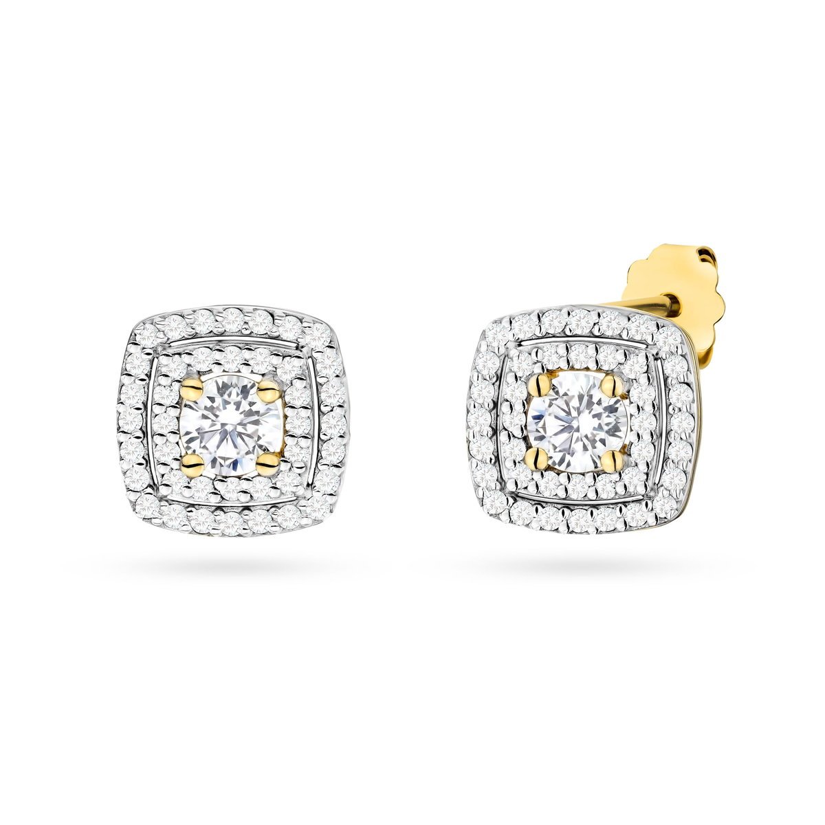 Złote kolczyki K0506 z diamentami laboratoryjnymi żółte złoto pr. 585