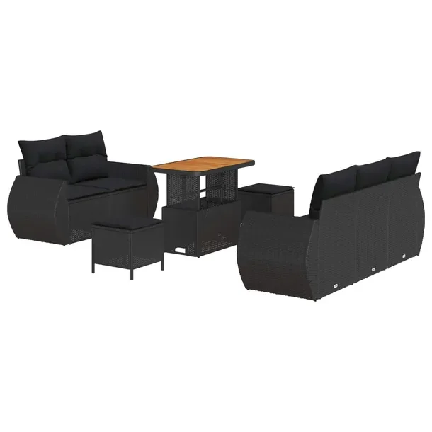 8-częściowy zestaw sof ogrodowych, czarny, modułowy design