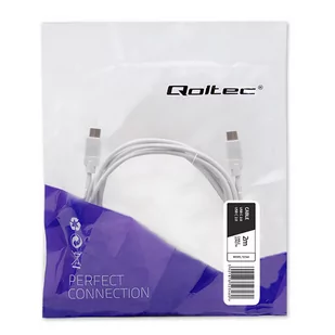 Qoltec Kabel USB 2.0 typ C męski USB 2.0 typ C męski 2m Biały 52346 - Kable komputerowe i do monitorów - miniaturka - grafika 1