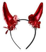 Gadżety dla niej i dla niego - KRASZEK Opaska party "Rogi atłasowe", czerwone, KRASZEK EK2562-2 - miniaturka - grafika 1