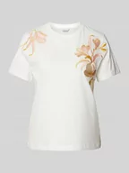 Koszulki i topy damskie - T-shirt z kwiatowymi haftami - miniaturka - grafika 1