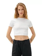 Koszulki i topy damskie - Koton Crop Short Sleeve High Neck T-Shirt damski, biały (000), XS - miniaturka - grafika 1