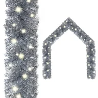 Ozdoby bożonarodzeniowe - vidaXL Girlanda świąteczna z lampkami LED 10 m srebrna 329206 - miniaturka - grafika 1