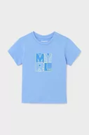 Koszulki dla chłopców - Mayoral t-shirt bawełniany niemowlęcy kolor niebieski z nadrukiem - miniaturka - grafika 1