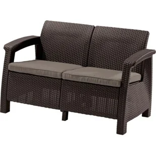 Allibert Sofa Corfu Love Seat Brązowy - Sofy ogrodowe - miniaturka - grafika 1