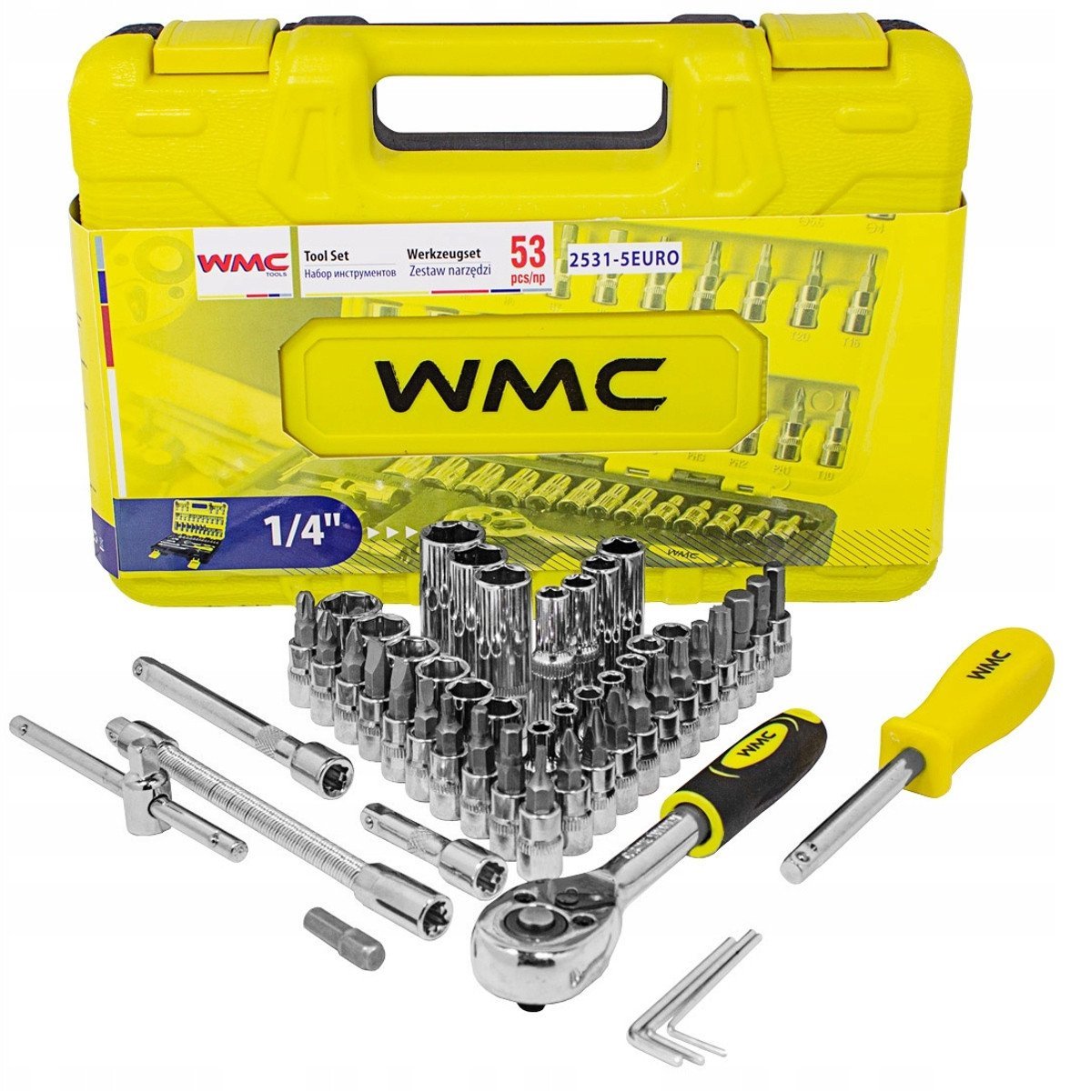 Zestaw narzędzia 1/4 bity nasadki 53 el walizka