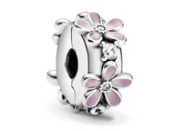 Charmsy - Rodowany otwierany srebrny charms do pandora kwiatki flowers cyrkonie srebro 925 AP19981 - miniaturka - grafika 1