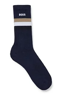 BOSS Męskie skarpety QS Rib Stripe CC Ćwierć długości podpisu w paski z mieszanki bawełny, NIEBIESKI, 39-42 EU - Skarpetki męskie - miniaturka - grafika 1
